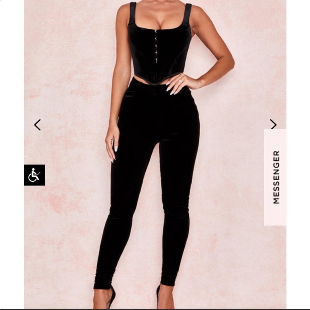 Marcella black velvet high waist skinny trousers